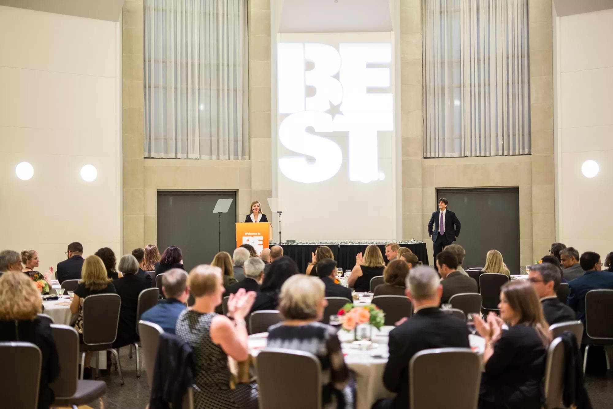 Attendees sitting at tables at ATD's BEST Awards ceremony